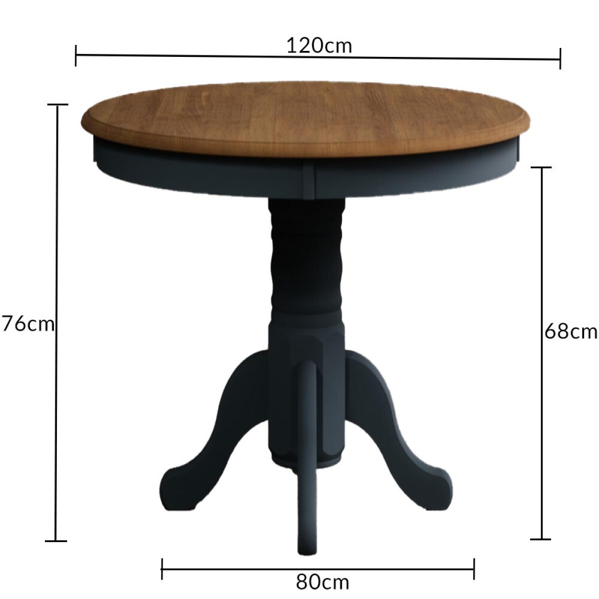 Hertford 120cm Oak and Dark Blue Painted Round Pedestal Table With 4 Rustic Hertford Chairs – image 13