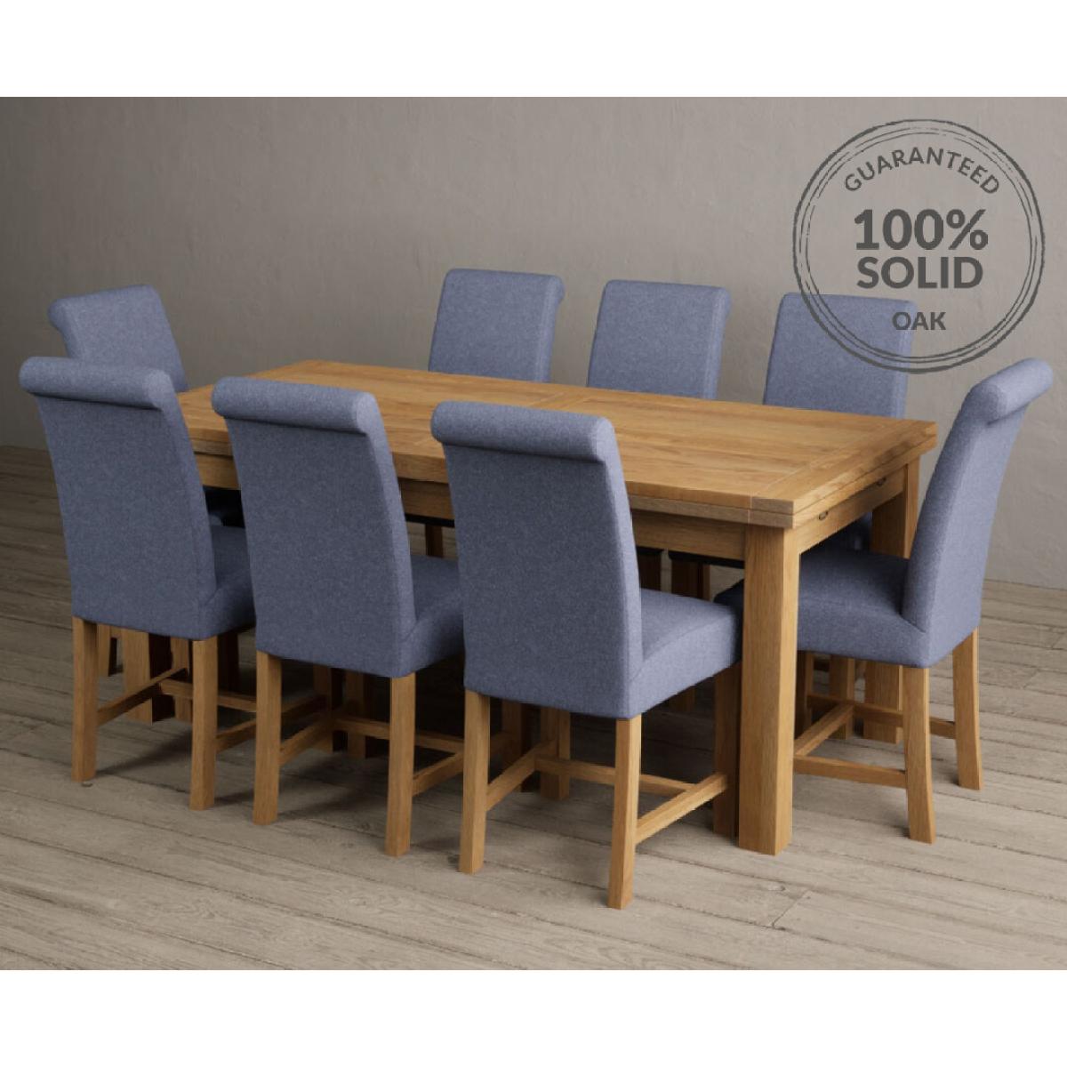 Extending Hampshire 180cm Solid Oak Dining Table With 6 Natural Braced Leg Chairs – image 2