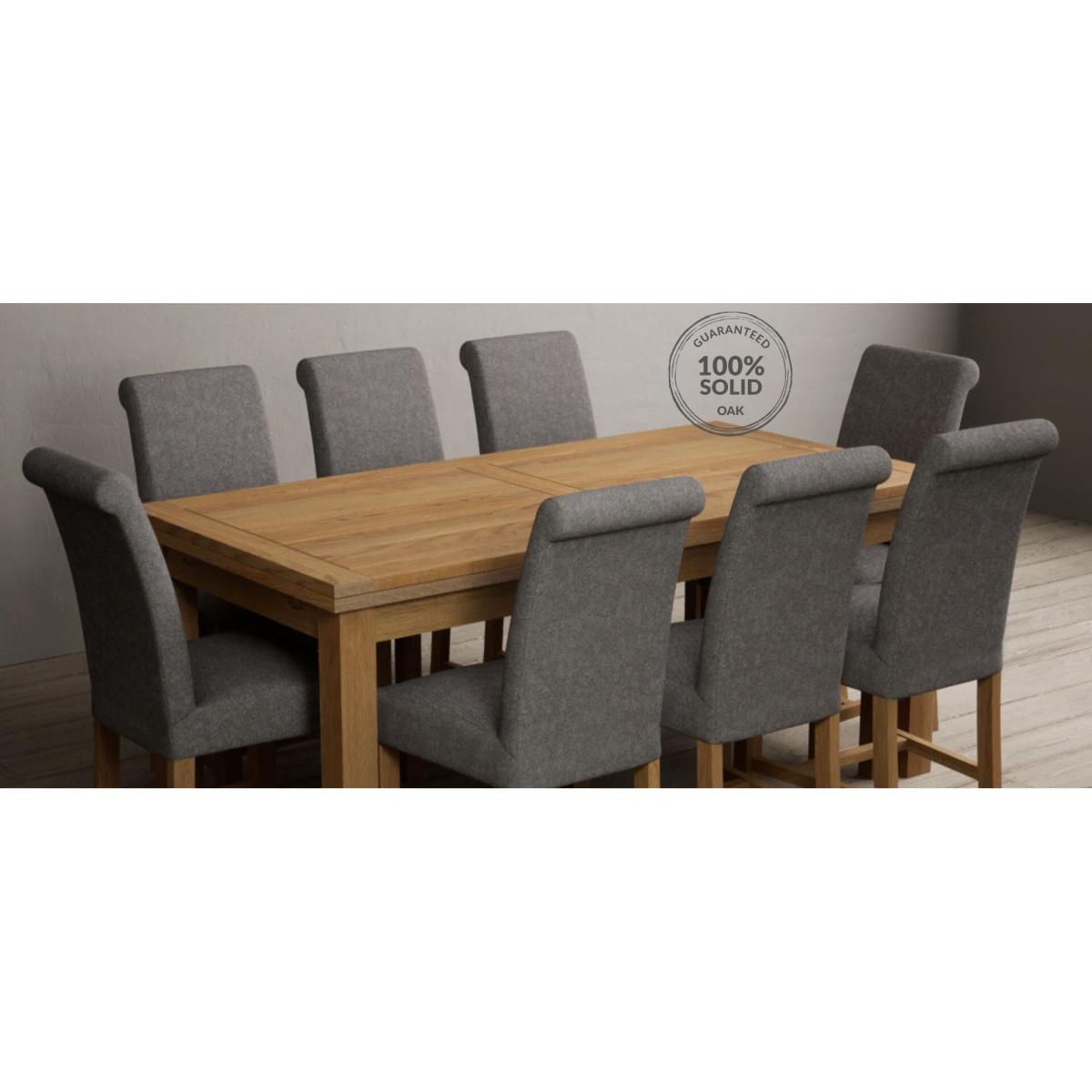 Extending Hampshire 180cm Solid Oak Dining Table With 6 Natural Braced Leg Chairs – image 12