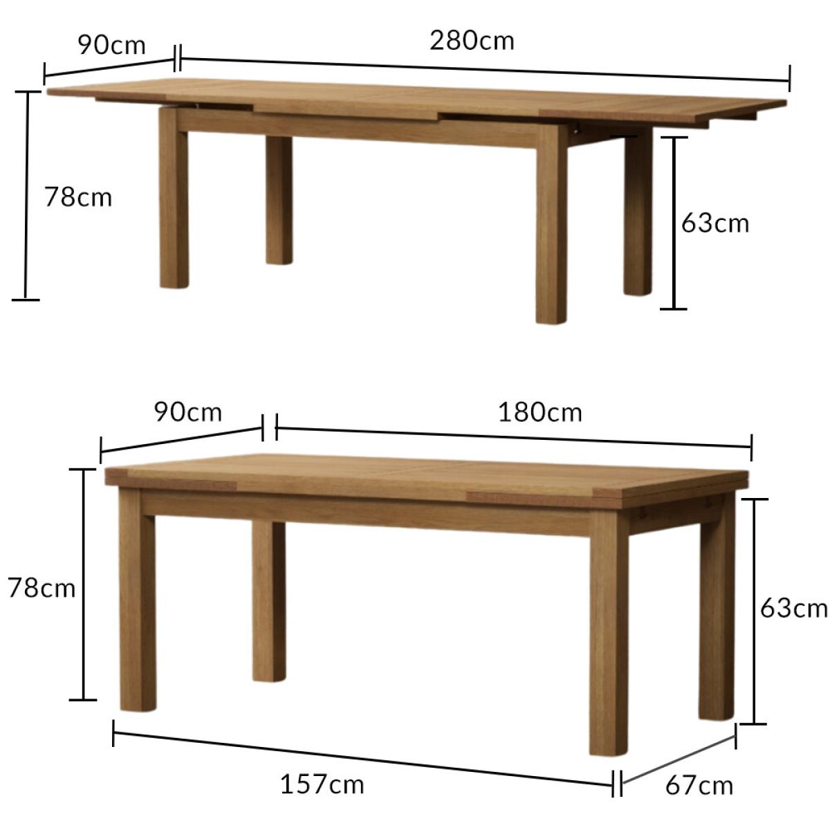 Extending Hampshire 180cm Solid Oak Dining Table With 6 Natural Braced Leg Chairs – image 19