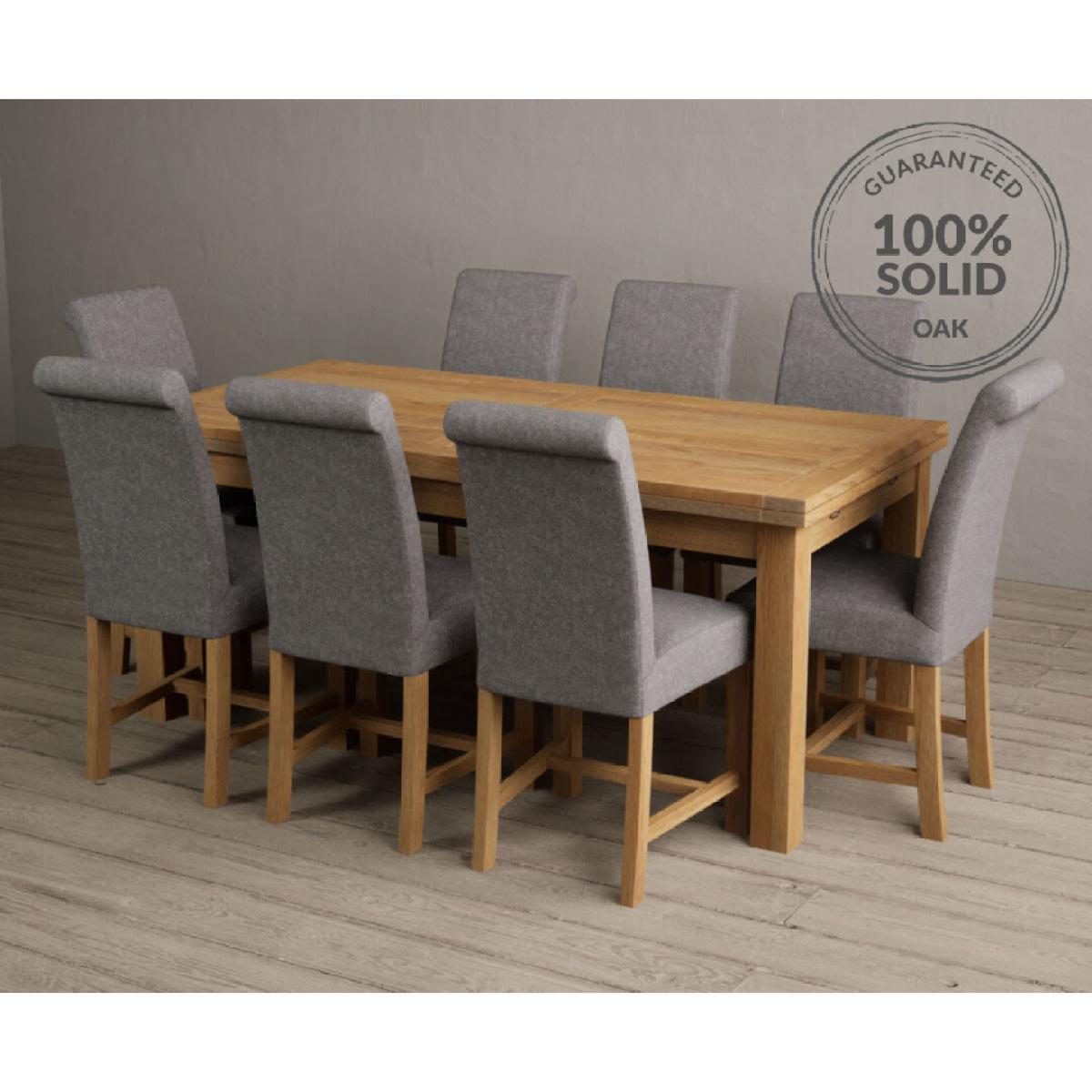 Extending Hampshire 180cm Solid Oak Dining Table With 6 Natural Braced Leg Chairs – image 3