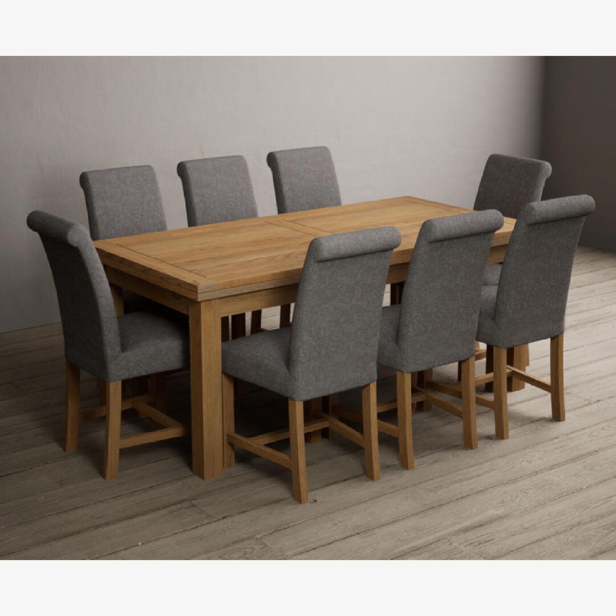 Extending Hampshire 180cm Solid Oak Dining Table With 6 Natural Braced Leg Chairs – image 1