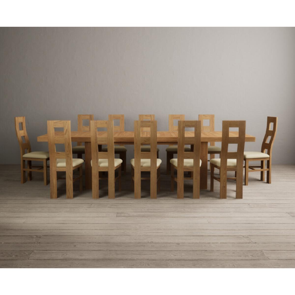 Extending Callington 230cm Oak Dining Table with 8 Cream Natural Solid Oak Chairs – image 11