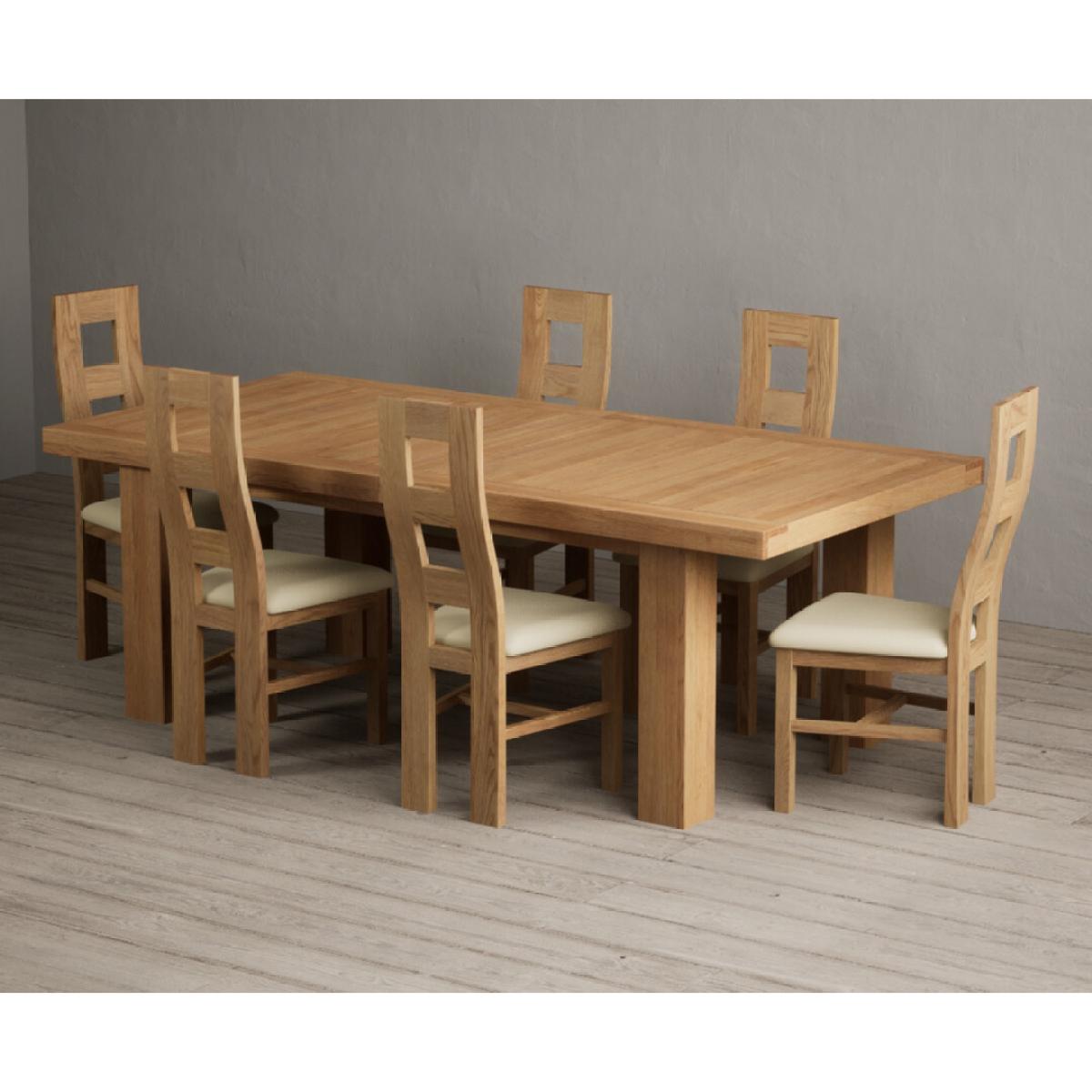 Extending Callington 230cm Oak Dining Table with 8 Cream Natural Solid Oak Chairs – image 13