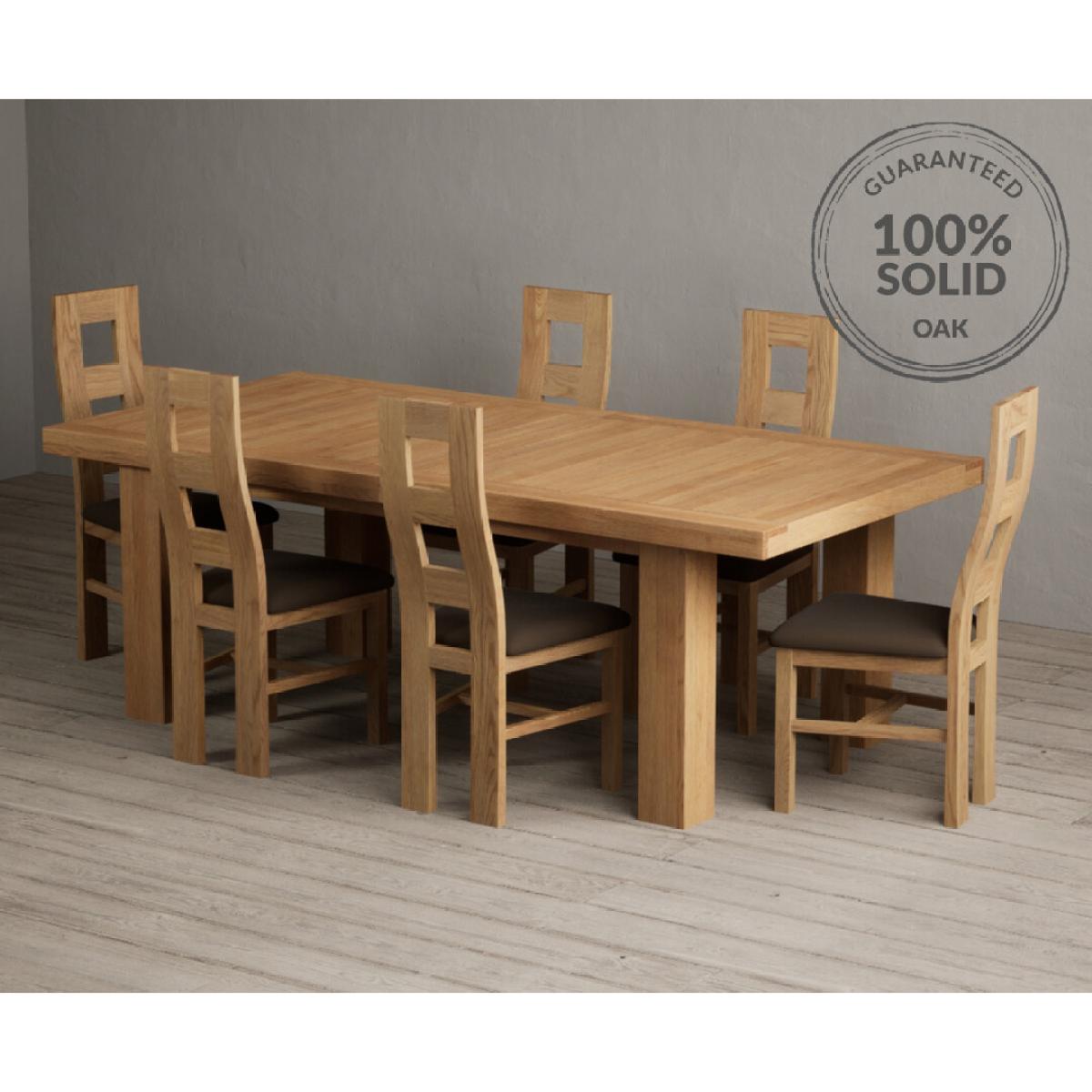 Extending Callington 230cm Oak Dining Table with 8 Cream Natural Solid Oak Chairs – image 15