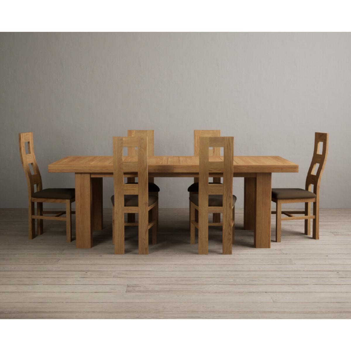 Extending Callington 230cm Oak Dining Table with 8 Cream Natural Solid Oak Chairs – image 16