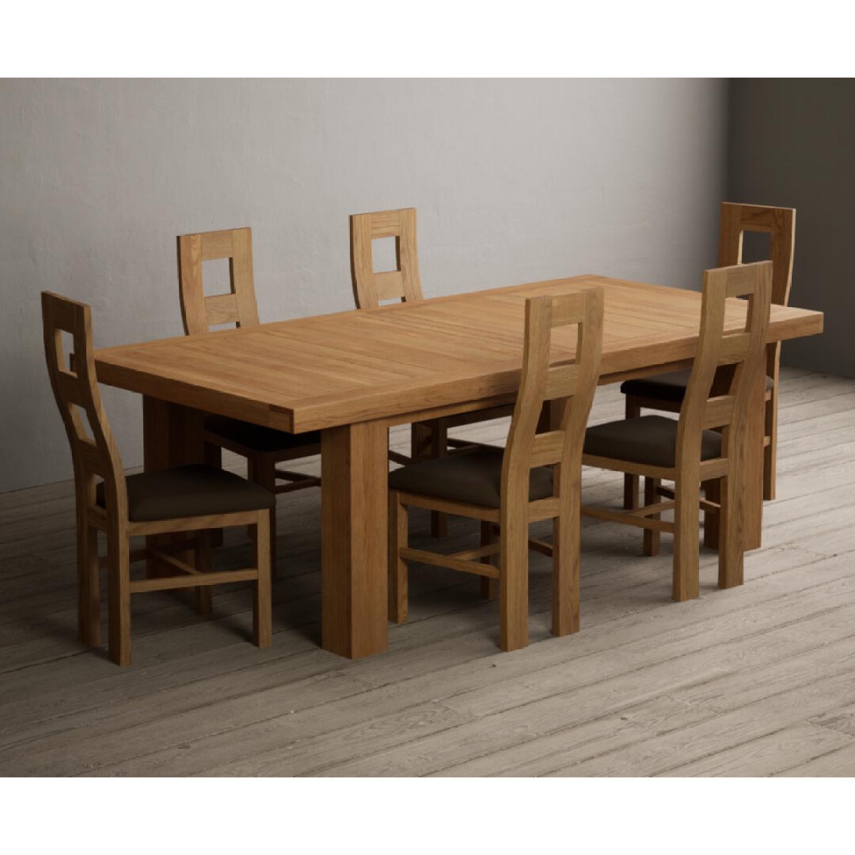 Extending Callington 230cm Oak Dining Table with 8 Cream Natural Solid Oak Chairs – image 17