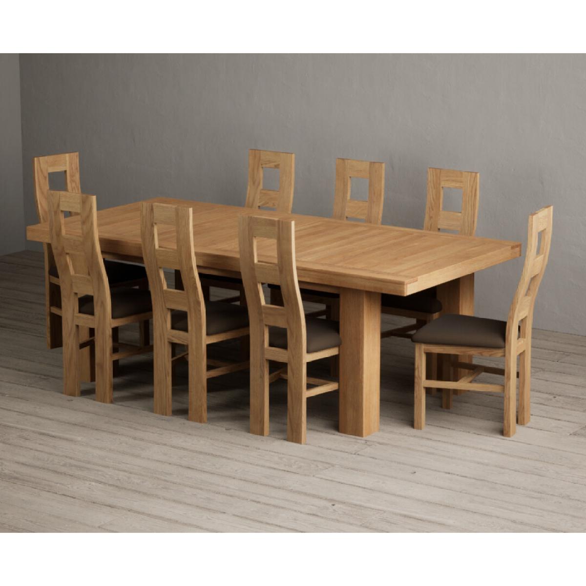 Extending Callington 230cm Oak Dining Table with 8 Cream Natural Solid Oak Chairs – image 18