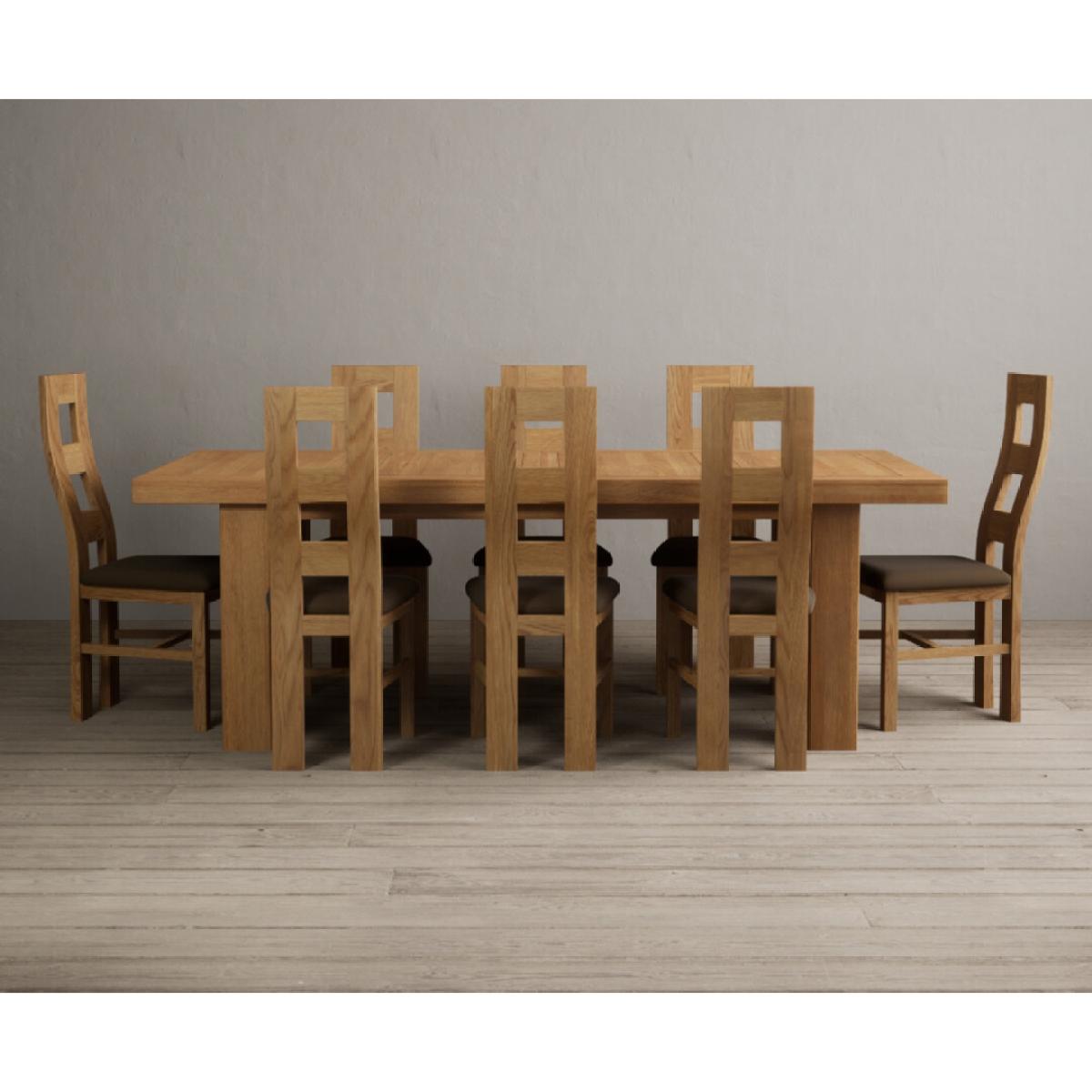 Extending Callington 230cm Oak Dining Table with 8 Cream Natural Solid Oak Chairs – image 19