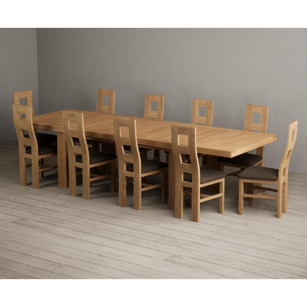 Extending Callington 230cm Oak Dining Table with 8 Cream Natural Solid Oak Chairs – image 21
