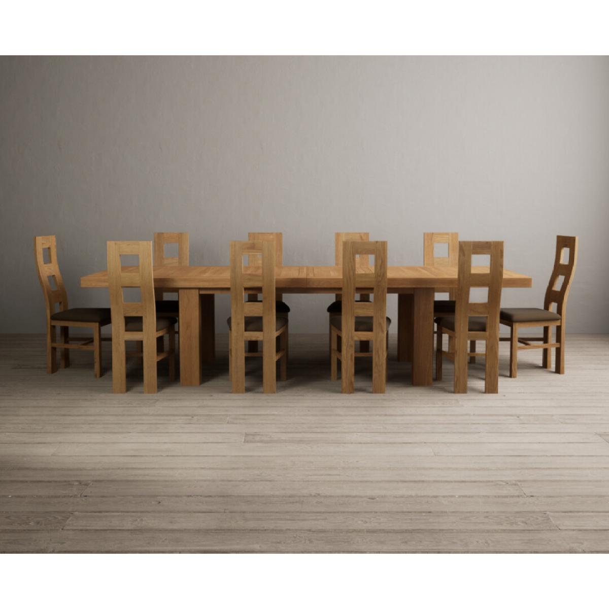 Extending Callington 230cm Oak Dining Table with 8 Cream Natural Solid Oak Chairs – image 22