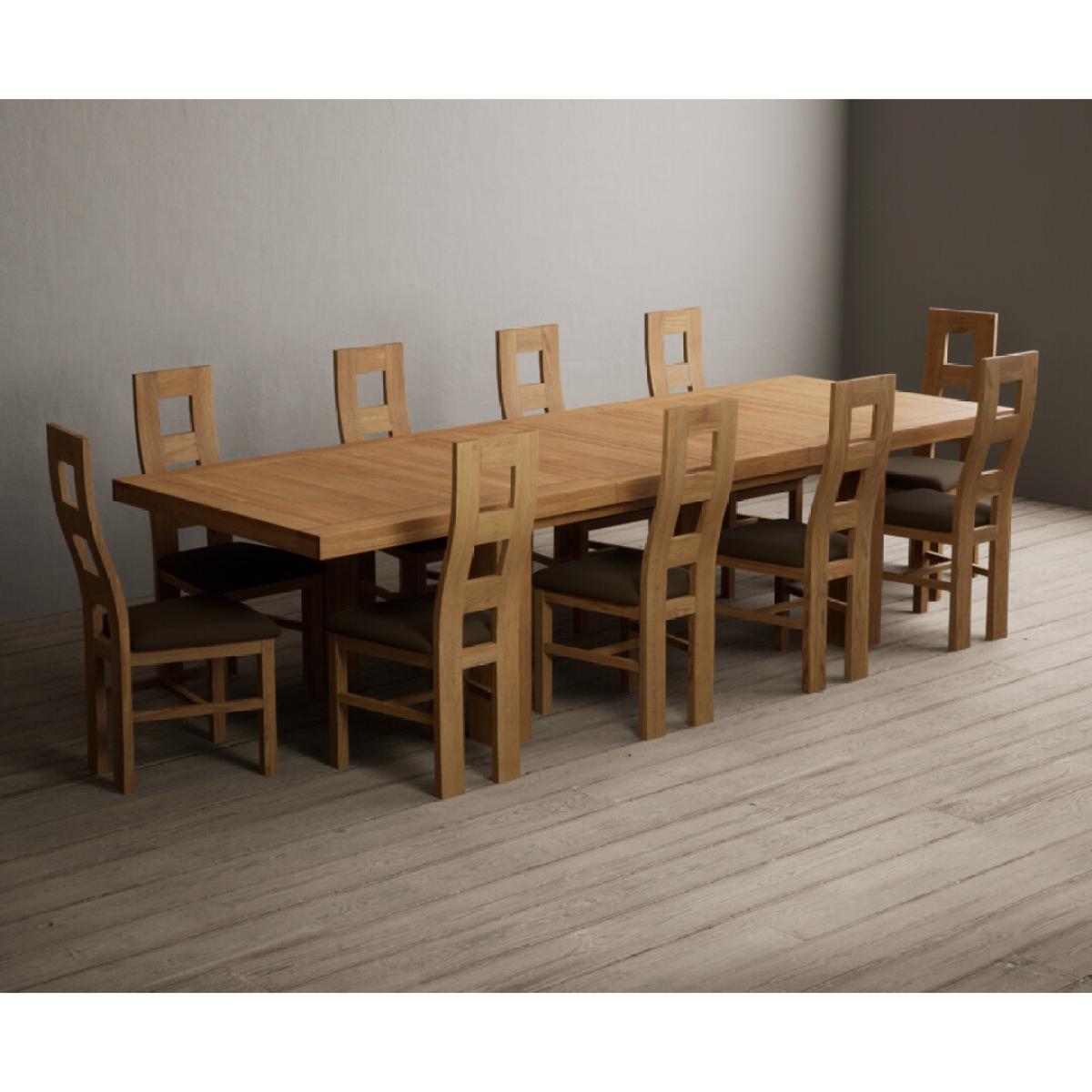 Extending Callington 230cm Oak Dining Table with 8 Cream Natural Solid Oak Chairs – image 23