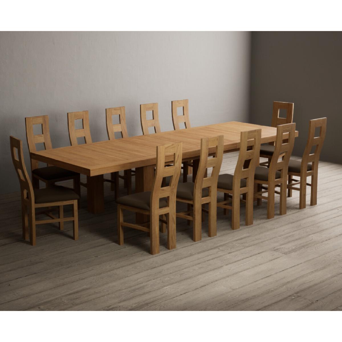 Extending Callington 230cm Oak Dining Table with 8 Cream Natural Solid Oak Chairs – image 26