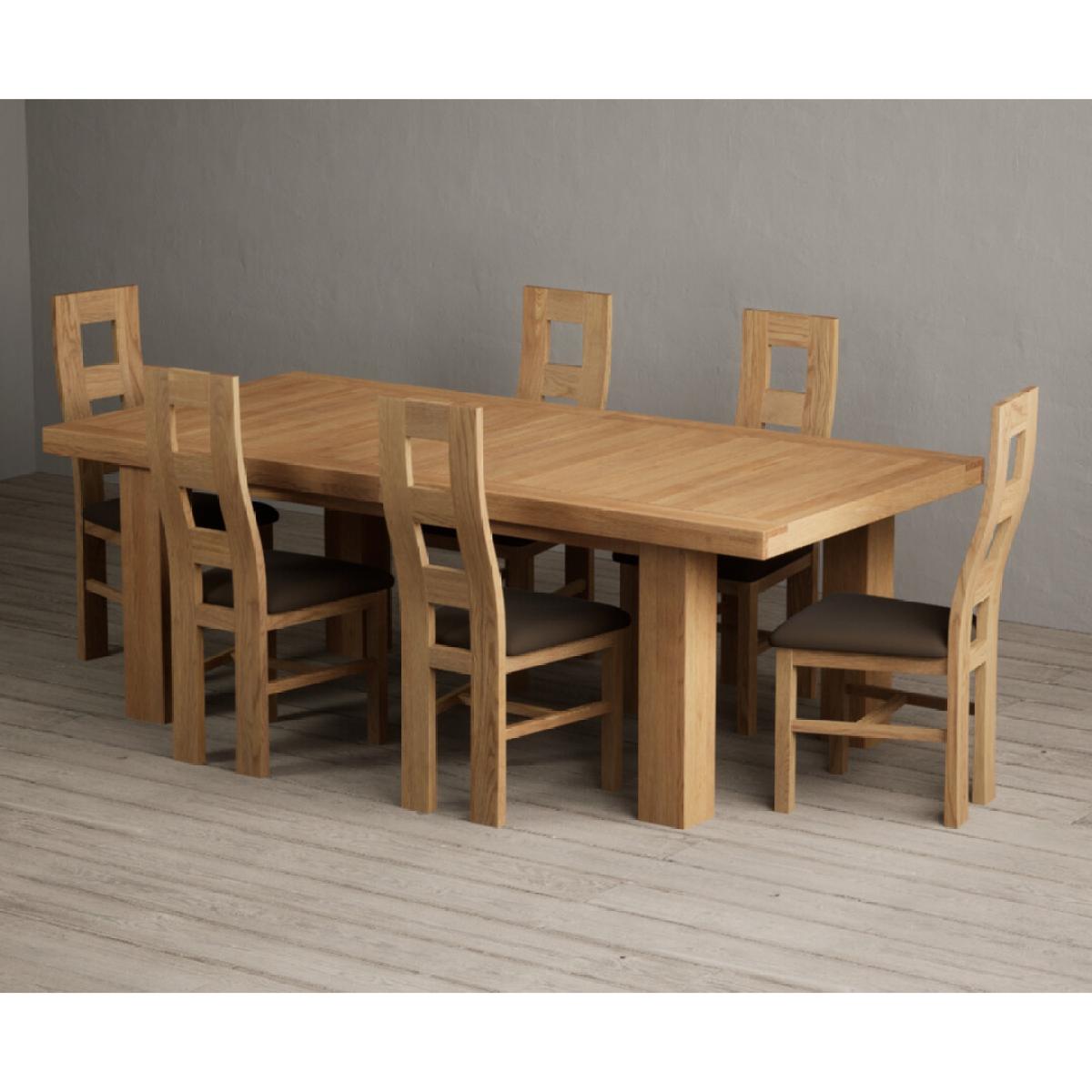 Extending Callington 230cm Oak Dining Table with 8 Cream Natural Solid Oak Chairs – image 27