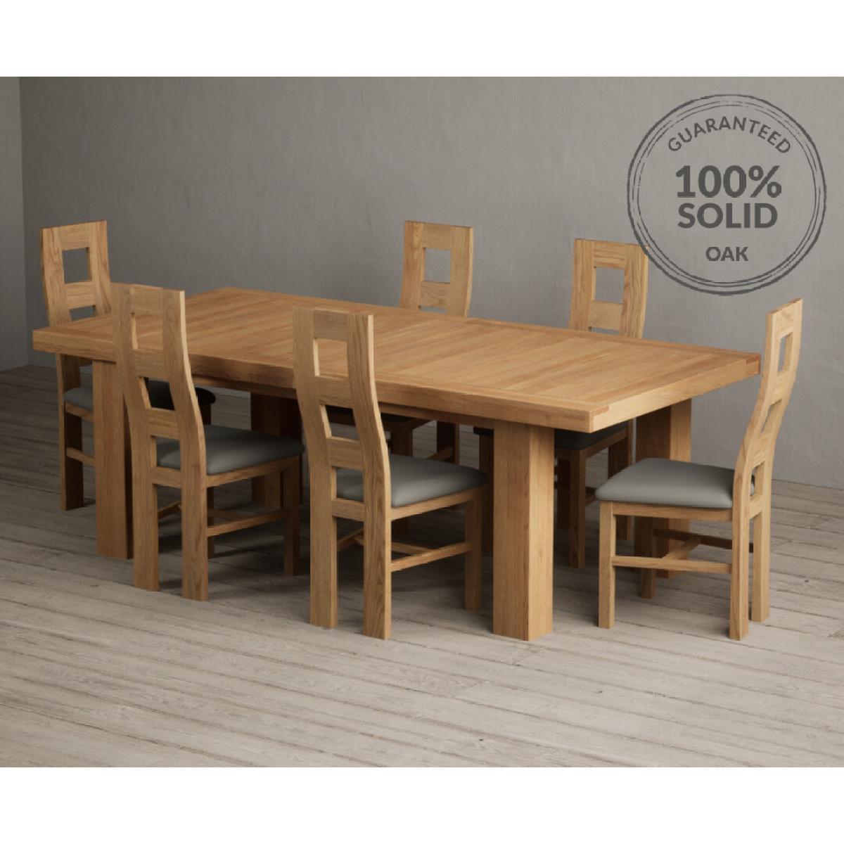 Extending Callington 230cm Oak Dining Table with 8 Cream Natural Solid Oak Chairs – image 30