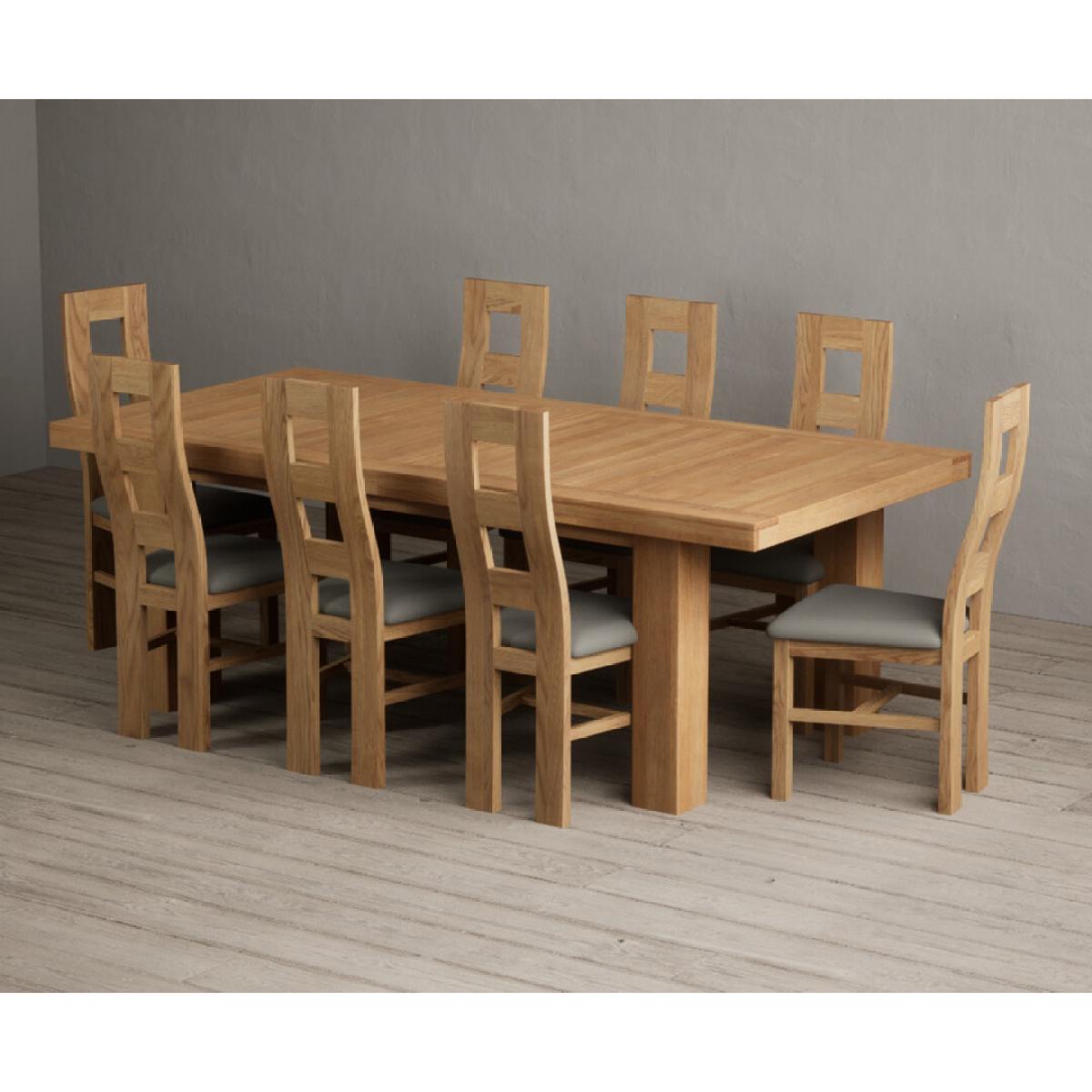 Extending Callington 230cm Oak Dining Table with 8 Cream Natural Solid Oak Chairs – image 31