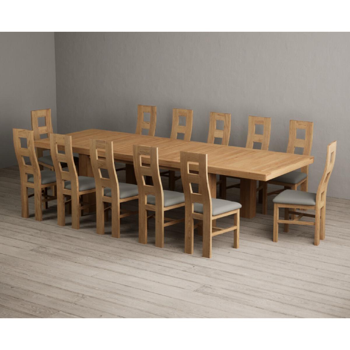 Extending Callington 230cm Oak Dining Table with 8 Cream Natural Solid Oak Chairs – image 32