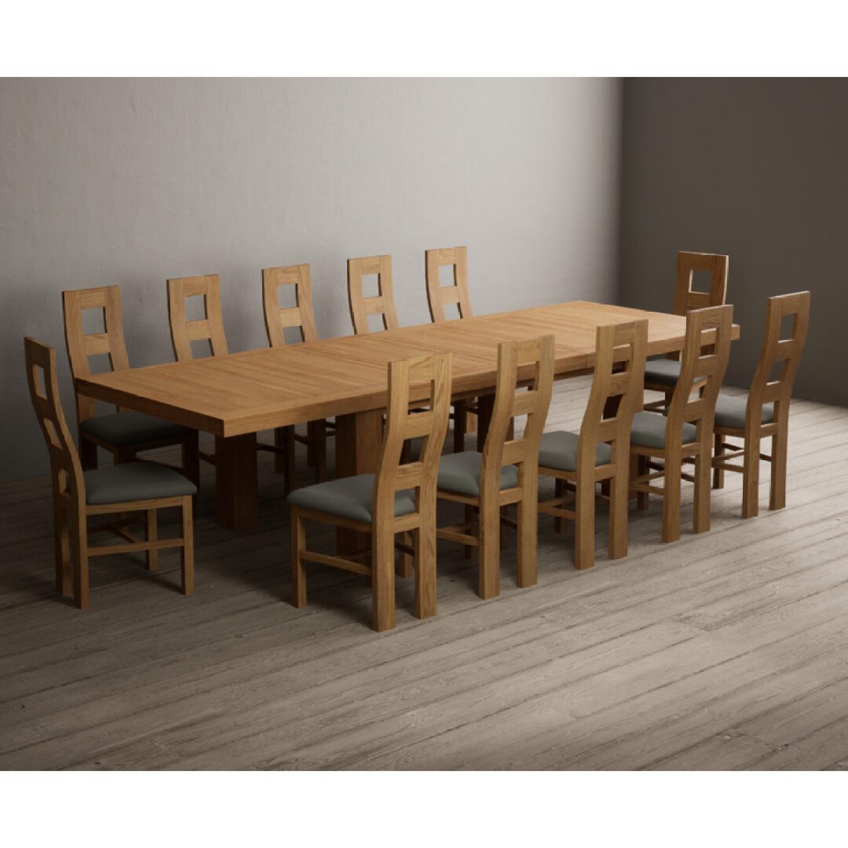 Extending Callington 230cm Oak Dining Table with 8 Cream Natural Solid Oak Chairs – image 33