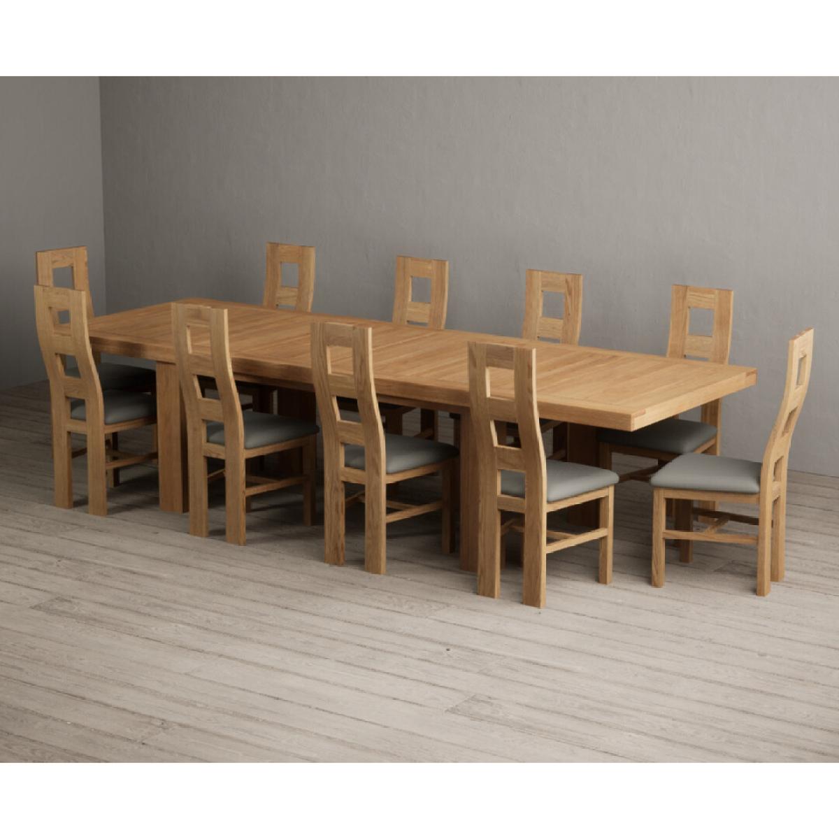 Extending Callington 230cm Oak Dining Table with 8 Cream Natural Solid Oak Chairs – image 34
