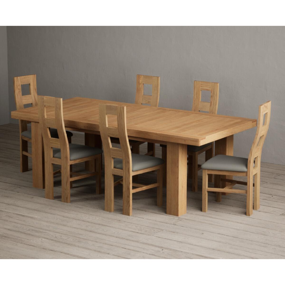 Extending Callington 230cm Oak Dining Table with 8 Cream Natural Solid Oak Chairs – image 35