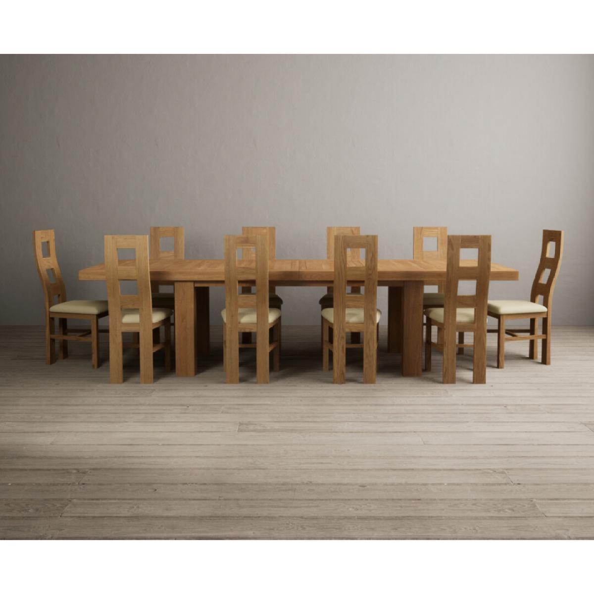 Extending Callington 230cm Oak Dining Table with 8 Cream Natural Solid Oak Chairs – image 8