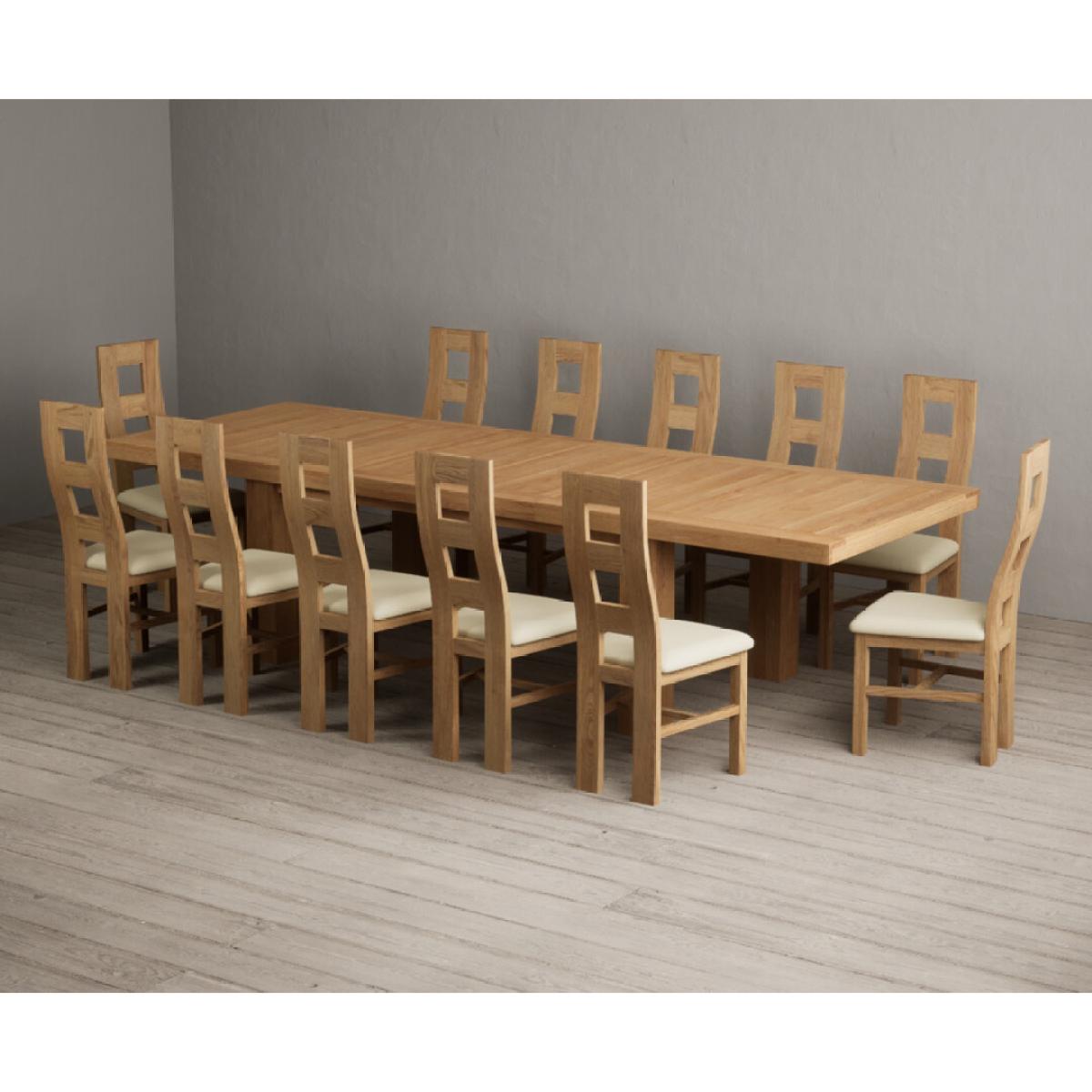 Extending Callington 230cm Oak Dining Table with 8 Cream Natural Solid Oak Chairs – image 10