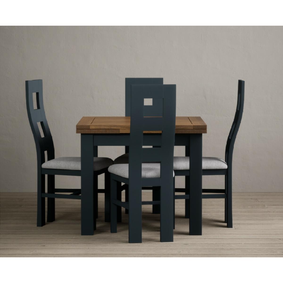 Hampshire 90cm Oak and Dark Blue Extending Dining Table With 6 Charcoal Grey Flow Back Chairs – image 12