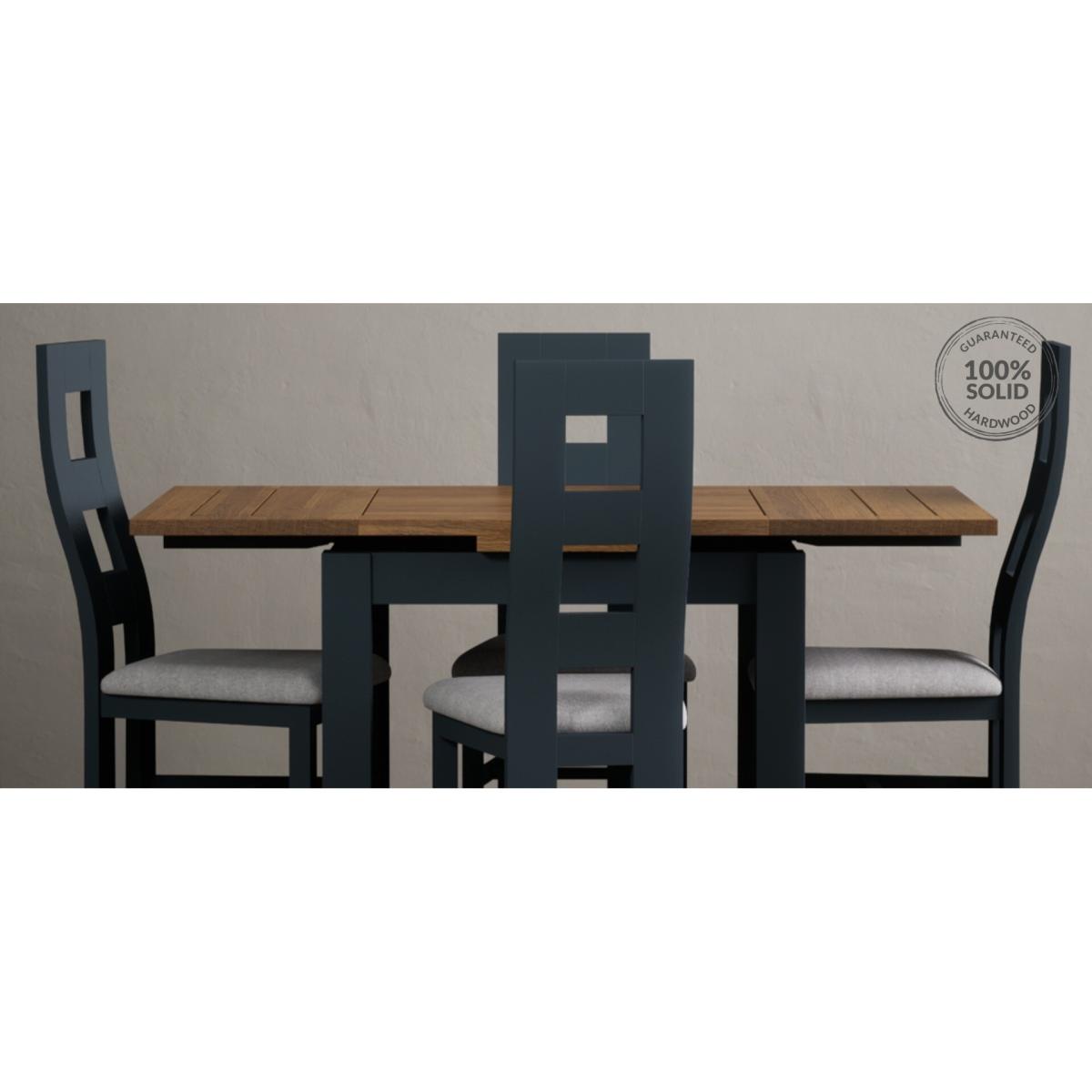 Hampshire 90cm Oak and Dark Blue Extending Dining Table With 6 Charcoal Grey Flow Back Chairs – image 16