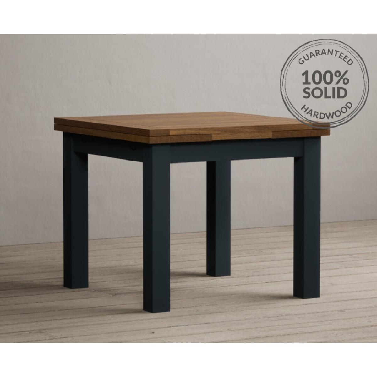 Hampshire 90cm Oak and Dark Blue Extending Dining Table With 6 Charcoal Grey Flow Back Chairs – image 19