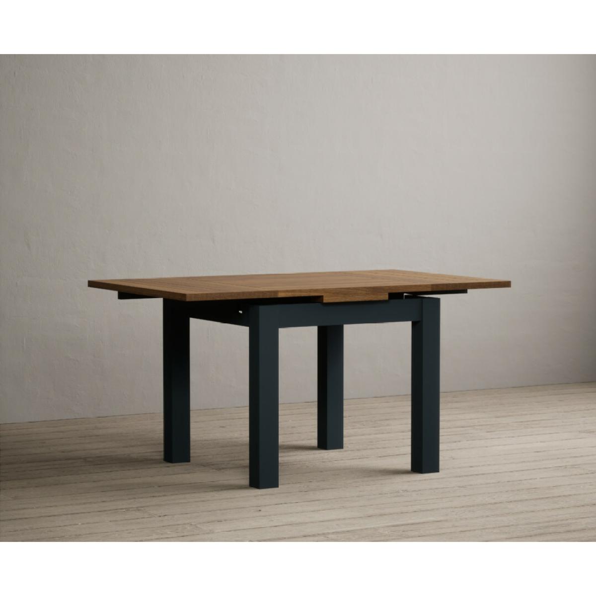 Hampshire 90cm Oak and Dark Blue Extending Dining Table With 6 Charcoal Grey Flow Back Chairs – image 20