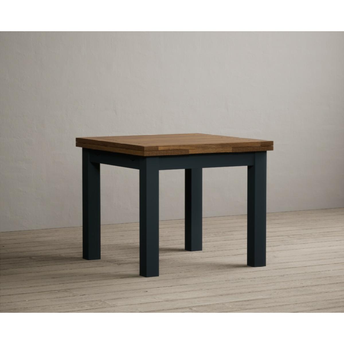 Hampshire 90cm Oak and Dark Blue Extending Dining Table With 6 Charcoal Grey Flow Back Chairs – image 21