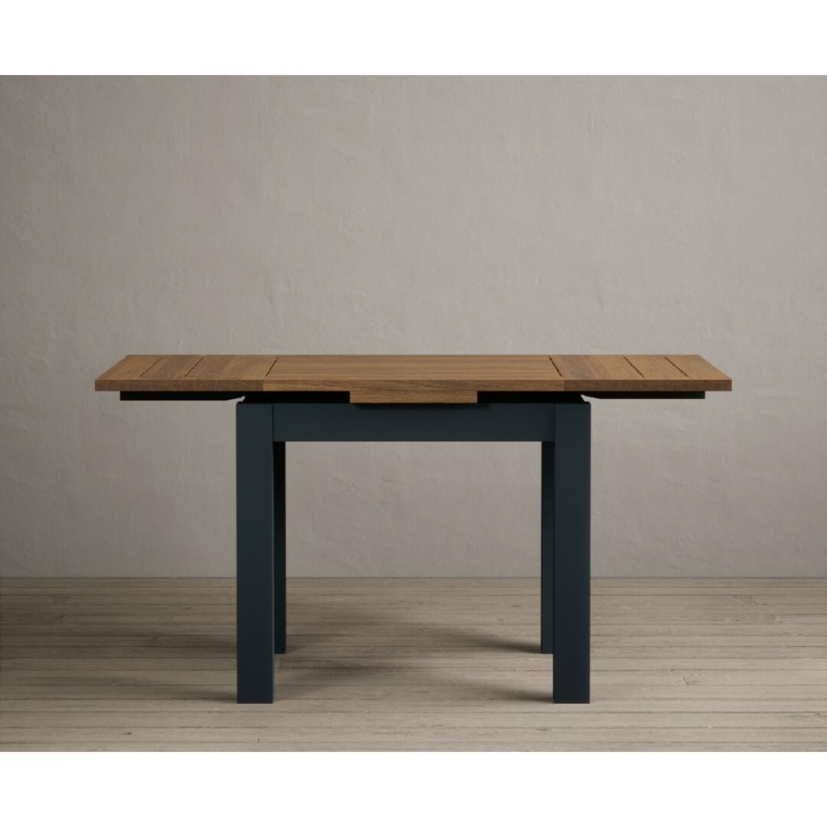 Hampshire 90cm Oak and Dark Blue Extending Dining Table With 6 Charcoal Grey Flow Back Chairs – image 23