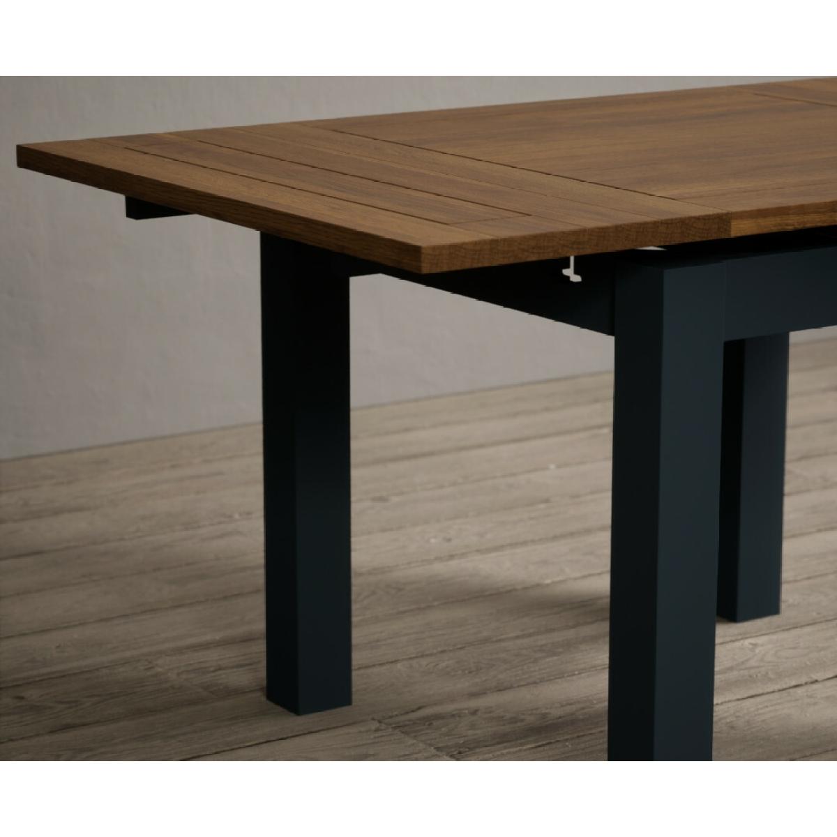 Hampshire 90cm Oak and Dark Blue Extending Dining Table With 6 Charcoal Grey Flow Back Chairs – image 25