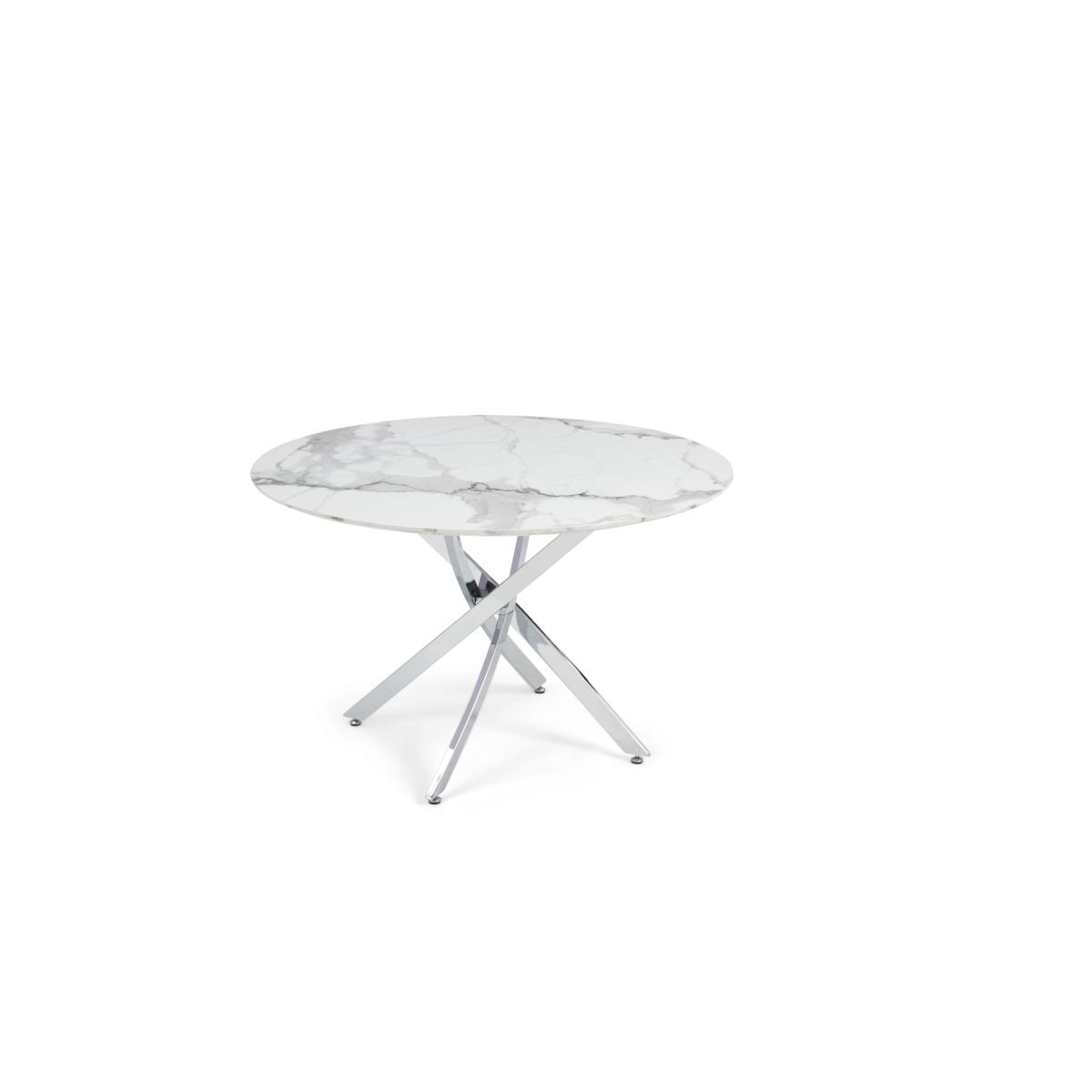 Carter 120cm Round White Marble Table with 6 Grey Angelo Faux Leather Chairs – image 15