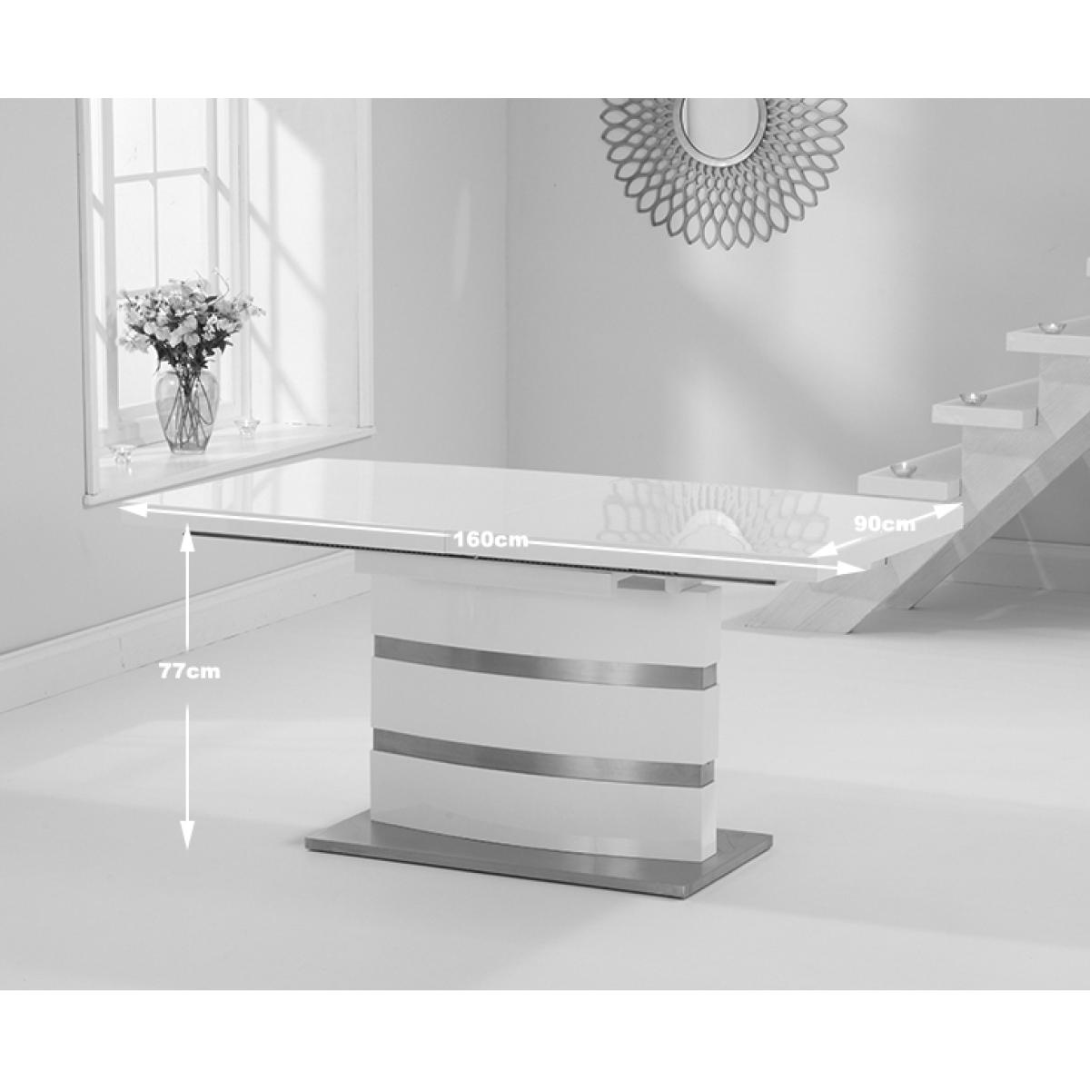 Extending Vicenza 160cm White High Gloss Dining Table With 10 White Aldo Chairs – image 16