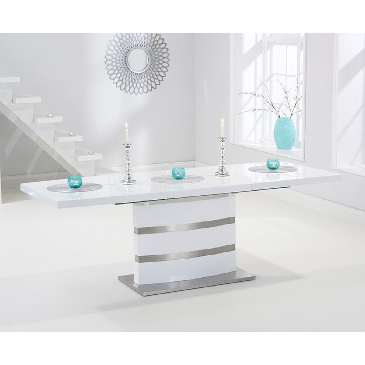 Extending Vicenza 160cm White High Gloss Dining Table With 10 White Aldo Chairs – image 20