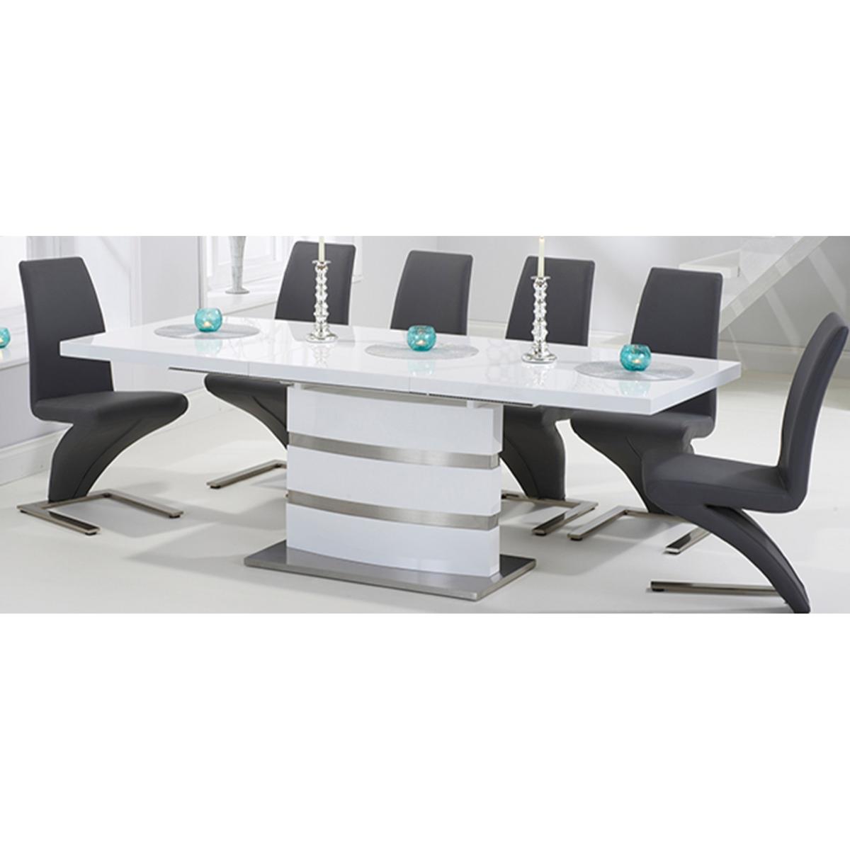 Extending Vicenza 160cm White High Gloss Dining Table With 10 White Aldo Chairs – image 23
