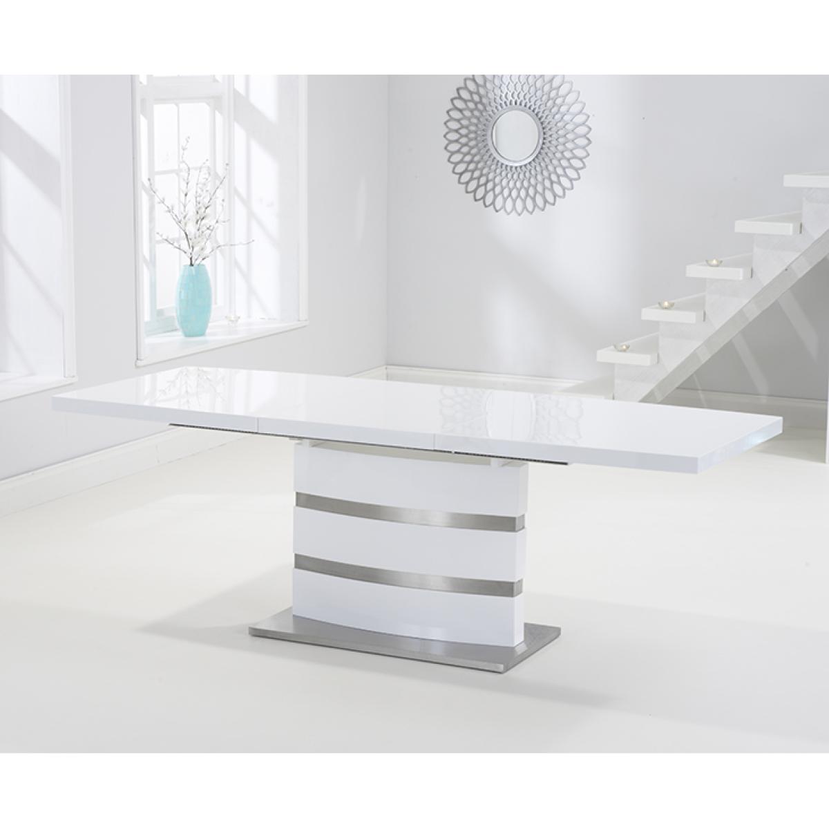 Extending Vicenza 160cm White High Gloss Dining Table With 10 White Aldo Chairs – image 4