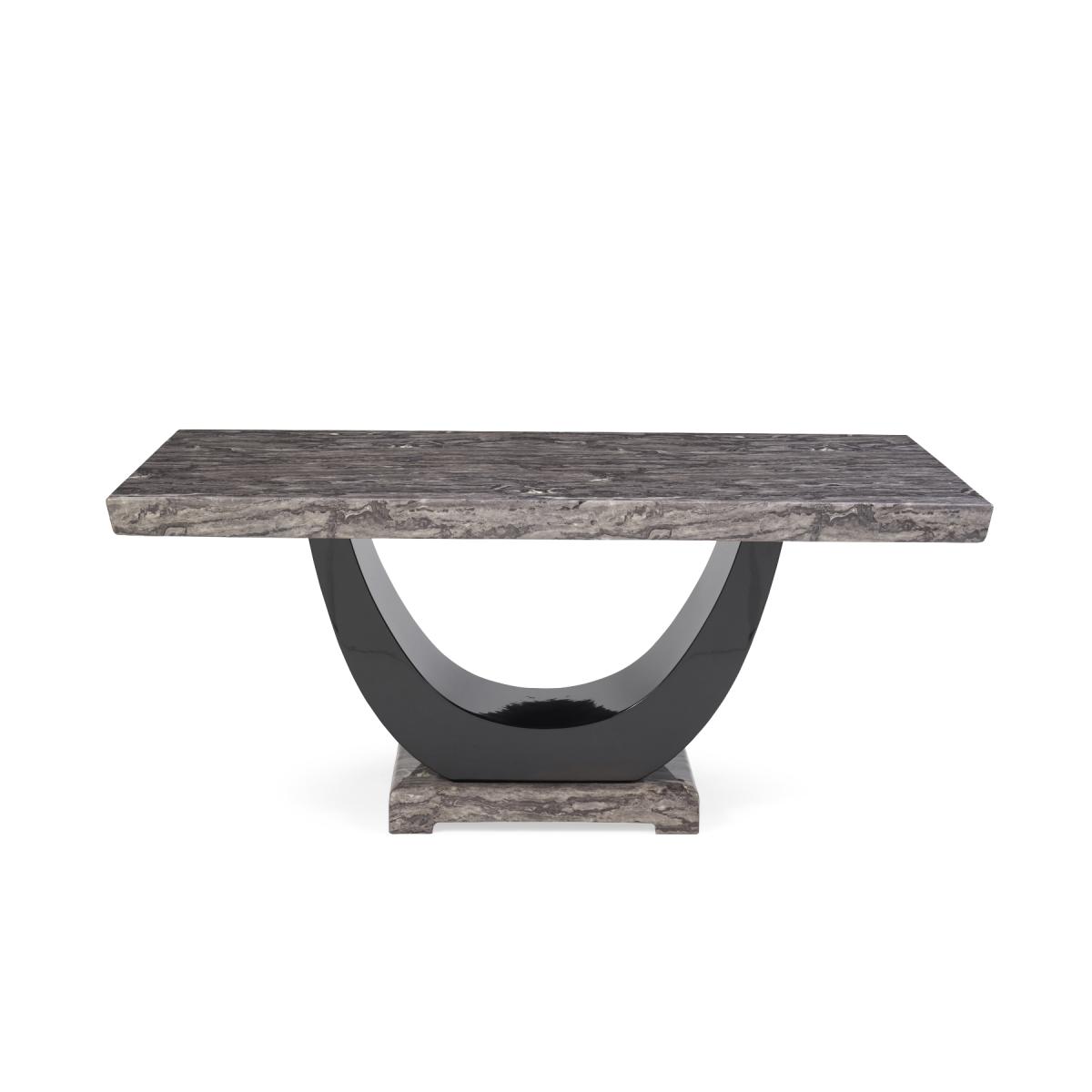 Raphael 170cm Dark Grey Pedestal Marble Dining Table With 6 Black Novara Chairs – image 16