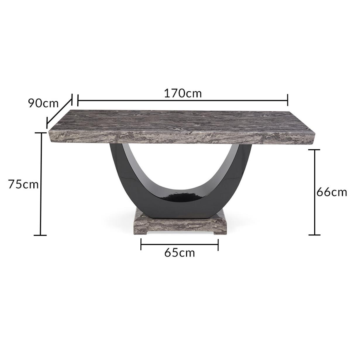 Raphael 170cm Dark Grey Pedestal Marble Dining Table With 6 Black Novara Chairs – image 20