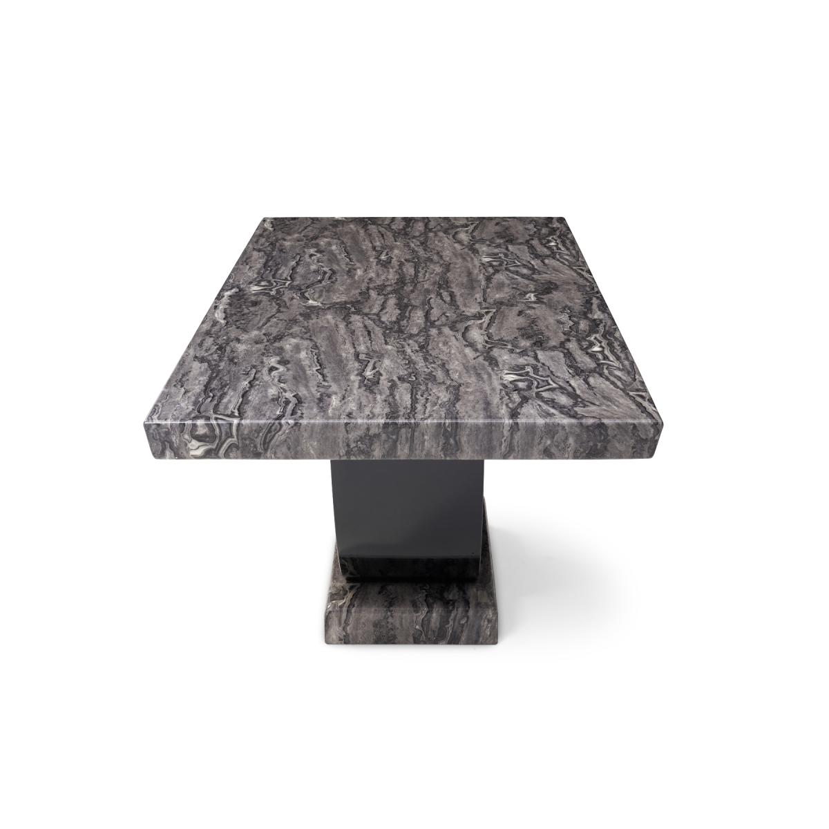 Raphael 170cm Dark Grey Pedestal Marble Dining Table With 6 Black Novara Chairs – image 7