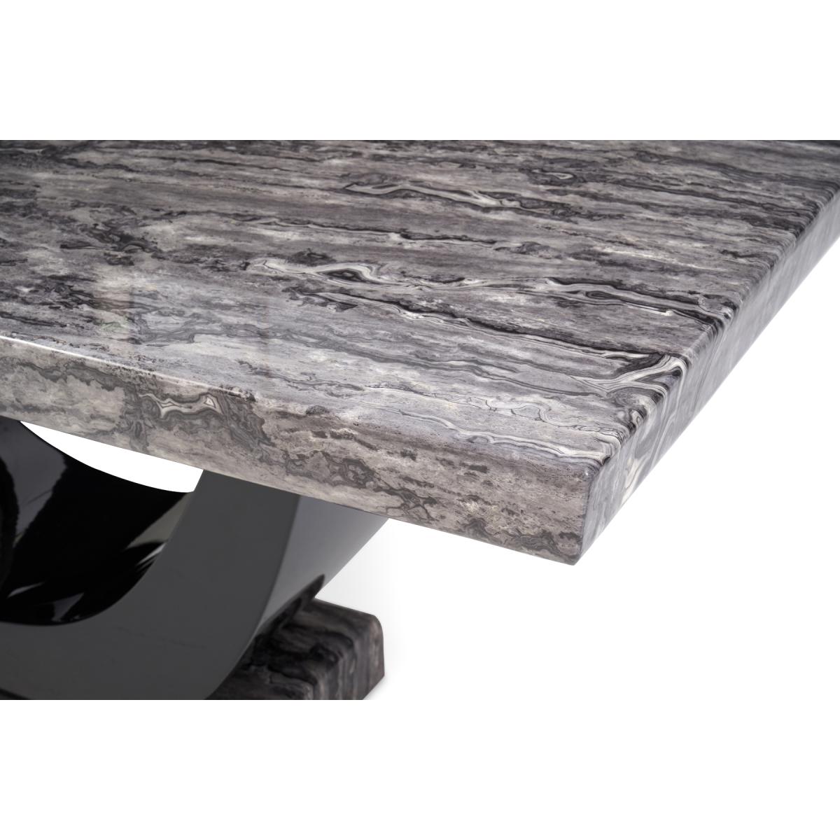 Raphael 170cm Dark Grey Pedestal Marble Dining Table With 6 Black Novara Chairs – image 8
