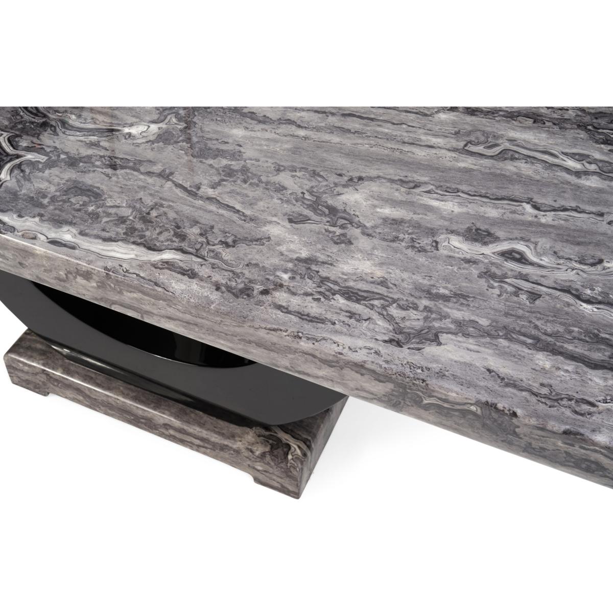 Raphael 170cm Dark Grey Pedestal Marble Dining Table With 6 Black Novara Chairs – image 10