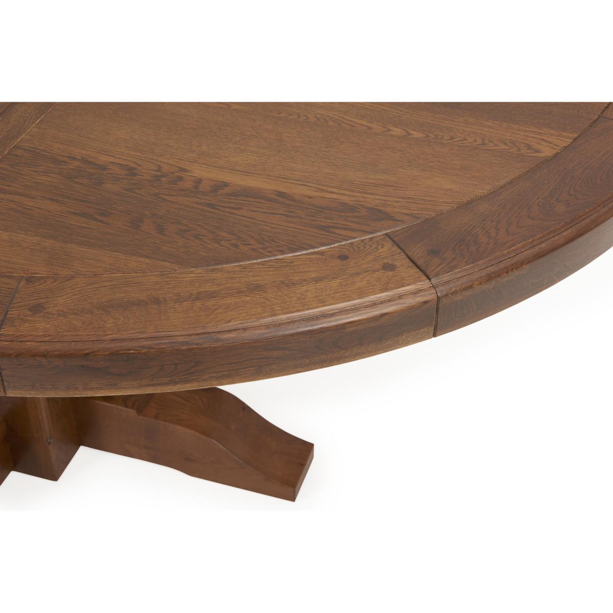 Extending Helmsley Dark Oak Pedestal Dining Table with 4 Grey Keswick Chairs – image 12