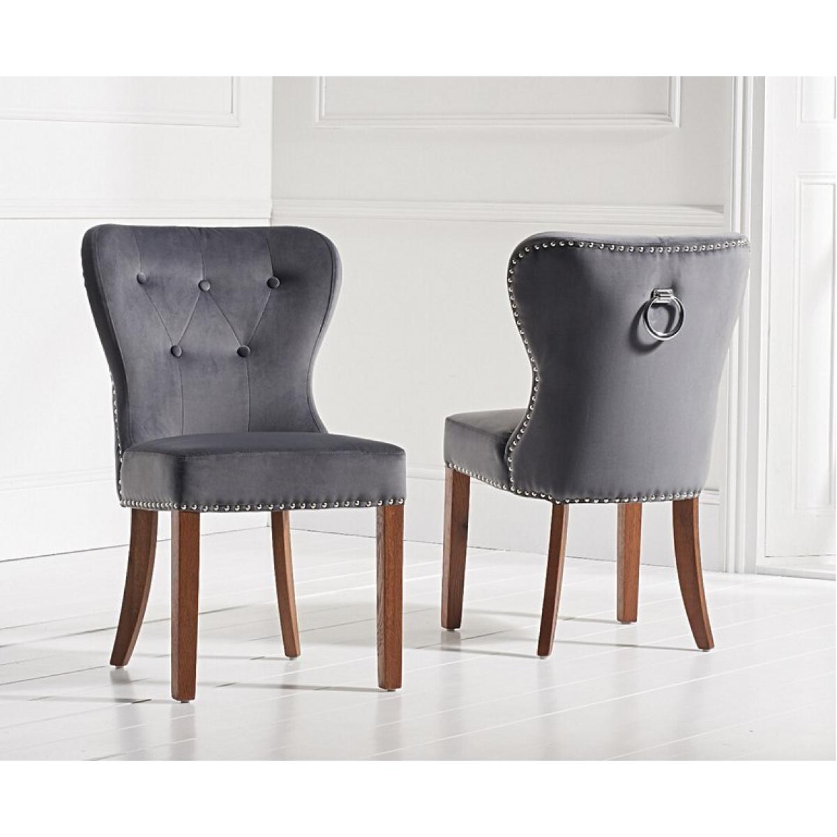 Extending Helmsley Dark Oak Pedestal Dining Table with 4 Grey Keswick Chairs – image 6