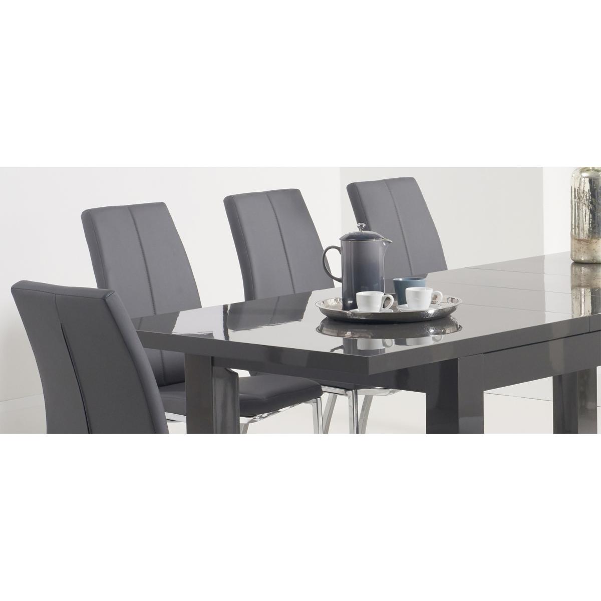 Atlanta Dark Grey Gloss 160-220cm Extending Dining Table With 4 Black Cavello Chairs – image 25