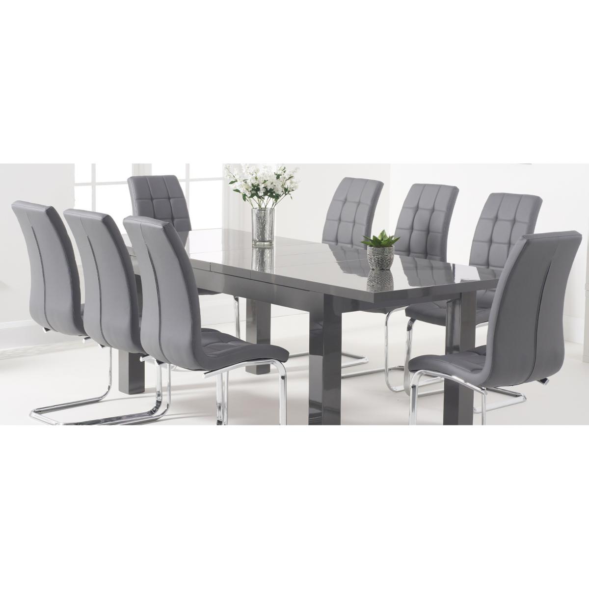 Atlanta Dark Grey Gloss 160-220cm Extending Dining Table With 4 Black Cavello Chairs – image 29
