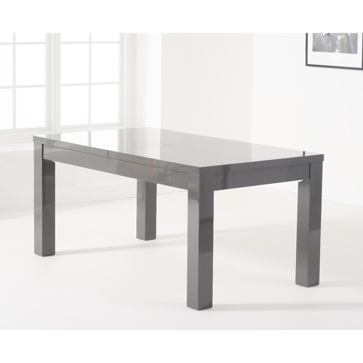 Atlanta Dark Grey Gloss 160-220cm Extending Dining Table With 4 Black Cavello Chairs – image 4