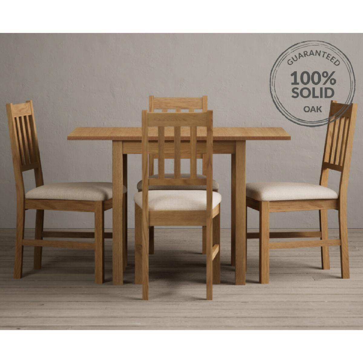 Extending York 70cm Solid Oak Dining Table With 2 Linen York Chairs – image 2