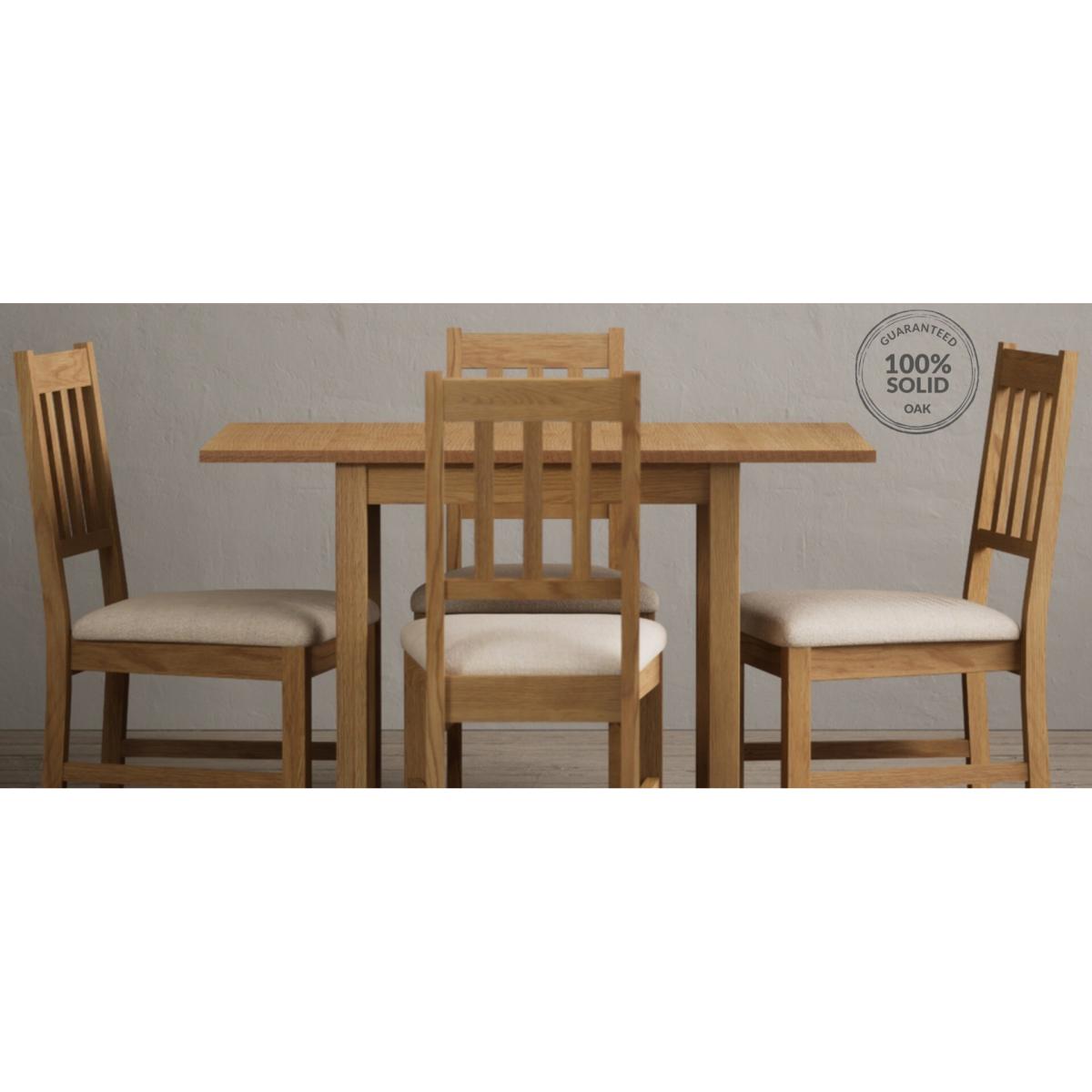 Extending York 70cm Solid Oak Dining Table With 2 Linen York Chairs – image 19